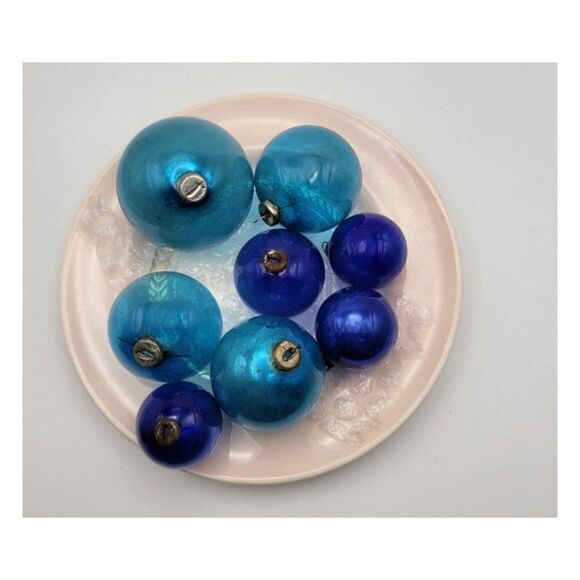 Antique Japanese Handblown Blue Shiny Brite Lot - Picture 3 of 5